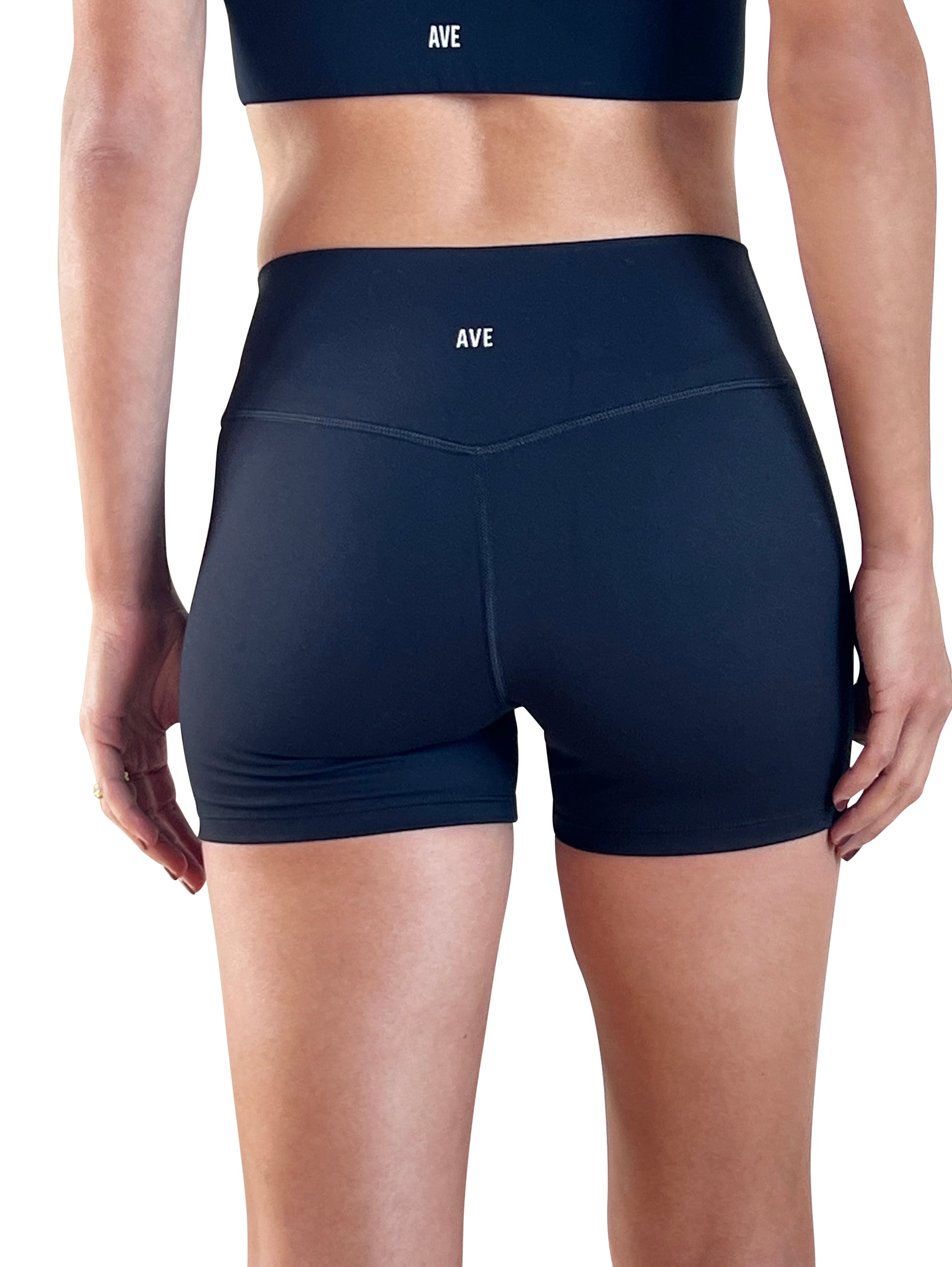 Women's mid-rise athletic shorts with a front-seam-free design, four-way stretch fabric, and a comfortable fit for training, running, yoga, and everyday movement.