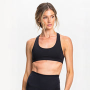 Activewear Basic Compression Crop Top Black Comfortable Performance Ave Active Woman