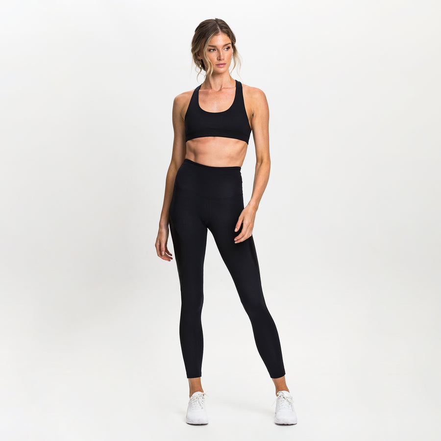Activewear Basic Compression Crop Top Black Comfortable Performance Ave Active Woman