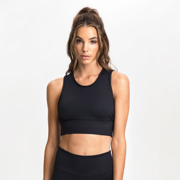 Activewear Basic Compression Crop Top Black Comfortable Performance Ave Active Woman