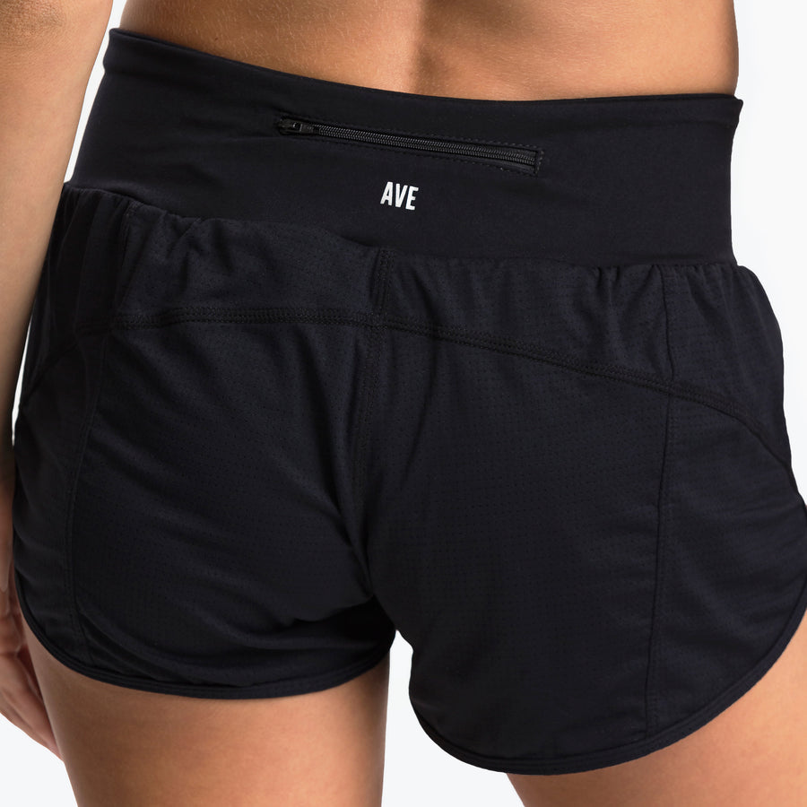 Activewear Shorts Performance Pocket Black Ave Active Woman Fabric Detail